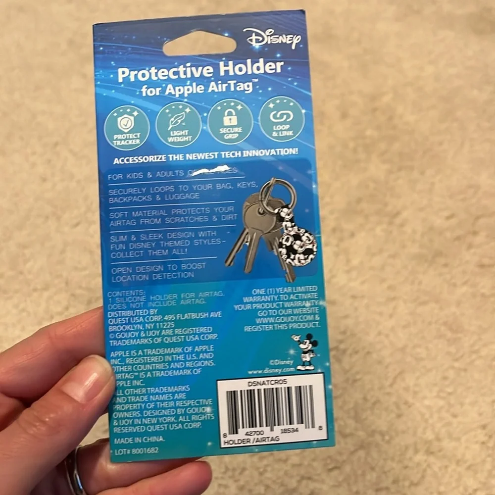 Disney Apple AirTag Mickey Mouse Holder - Protective Tracker with Keychain